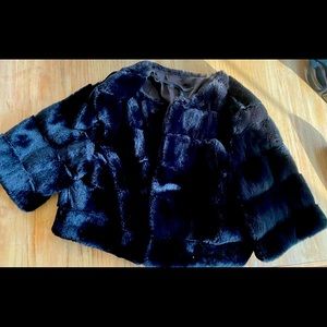 WHBM FAUX LUXE FUR WRAP:STOLE, 3/4 SLEEVES, VEGAN